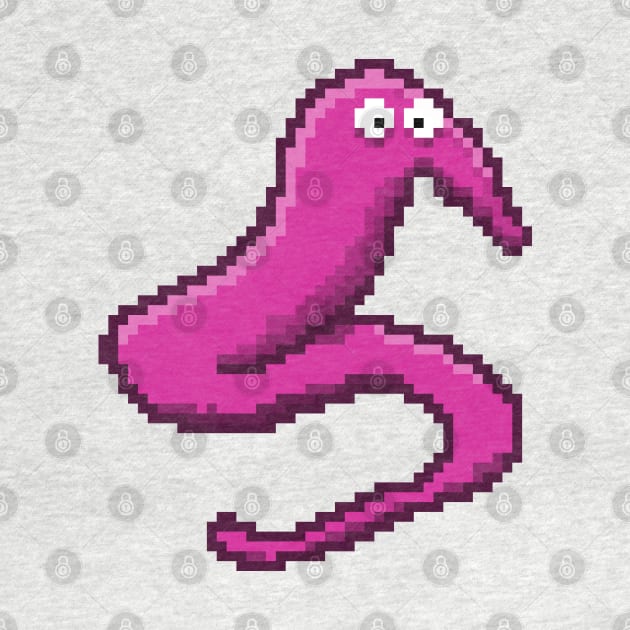 Pink Fuzzy Worm On A String Meme Pixel Art by YourGoods